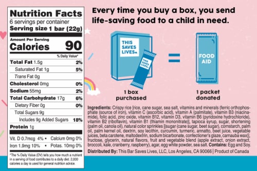 This Saves Lives™ Kids Unicorn Sprinkle Surprise Krispy Treat Bars Perspective: back