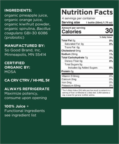 So Good So You® Detox Pineapple Orange Probiotic Shots Perspective: back