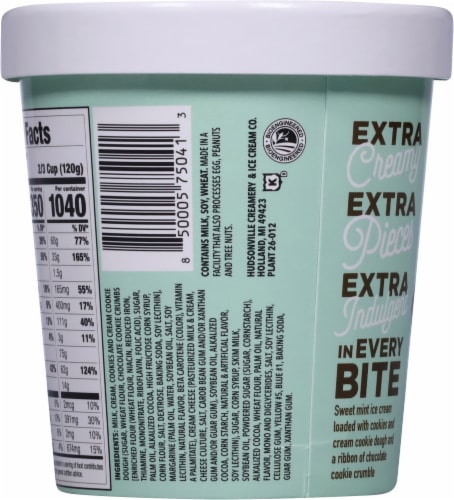 Hudsonville Mint Cookie Dough Ice Cream Pint Perspective: back