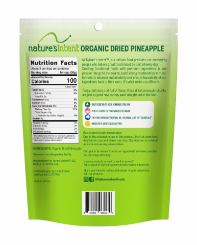 Nature's Intent Organic Dried Pineapple Perspective: back