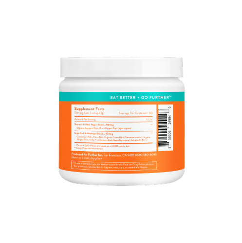 Further Food™ Superfood Turmeric Daily Golden Milk Powder Perspective: back