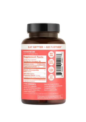 Further Food™ Maximum Strength Premium Ashwagandha Perspective: back