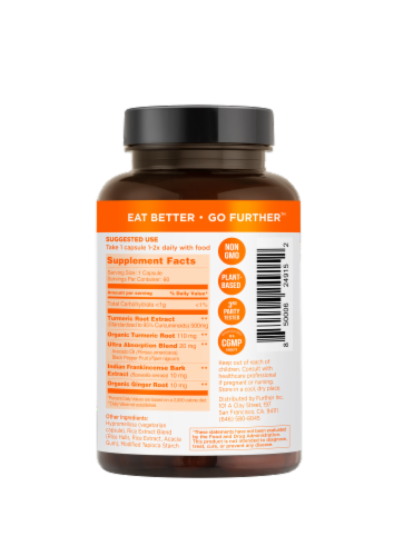 Further Food™ Maximum Strength Premium Curcumin Turmeric Perspective: back