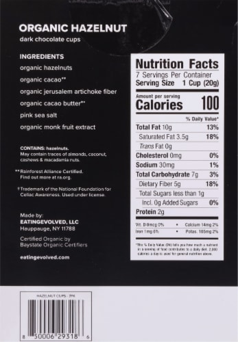 EatingEvolved Hazelnut Butter Keto Cups Perspective: back