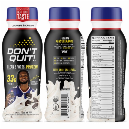 Don't Quit Clean Sport Protein Cookies and Cream Shake Perspective: back