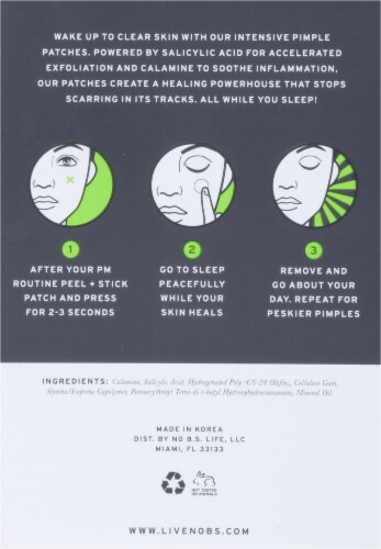 No B.S. Skincare Intensive Overnight Pimple Patches Perspective: back