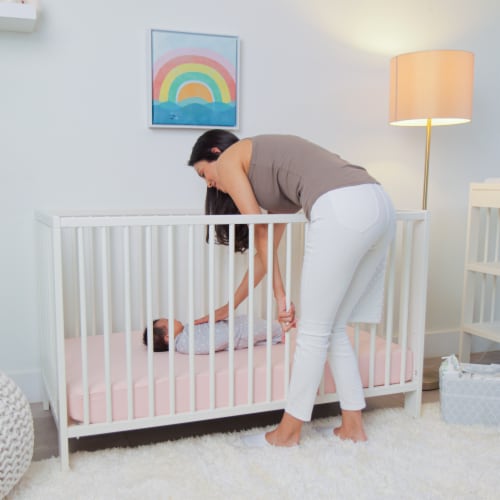Comfy Cubs Fitted Crib Sheet – 100% Cotton Baby Crib Mattress (Pink, Pack of 2) Perspective: back