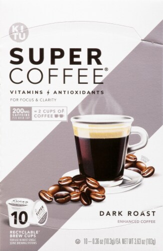 Super Coffee Dark Roast Enhanced Coffee Pods Perspective: back