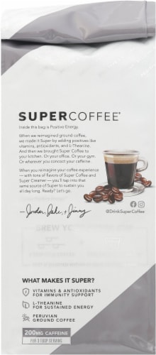 Super Coffee® Dark Roast Enhanced Ground Coffee Perspective: back