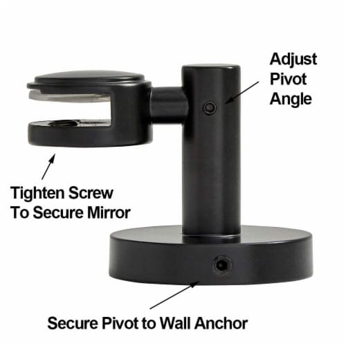 Hamilton Hills Round Pivot Mirror Black Hardware Tilting Anchors Perspective: back
