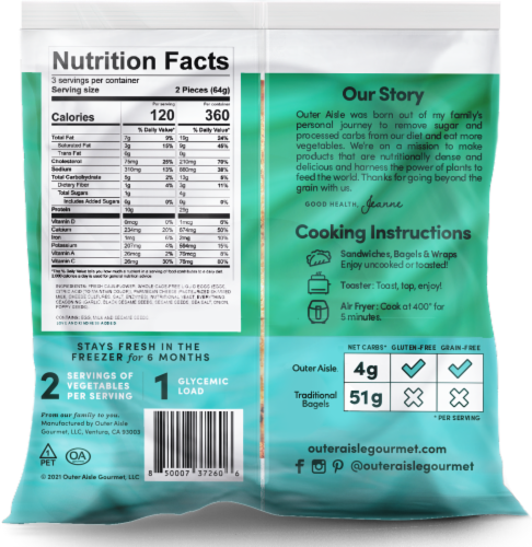 Outer Aisle® Everything Cauliflower Sandwich Thins Perspective: back