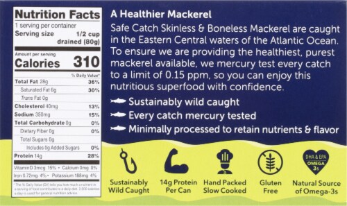 Safe Catch® Skinless & Boneless Mackerel in Olive Oil Perspective: back