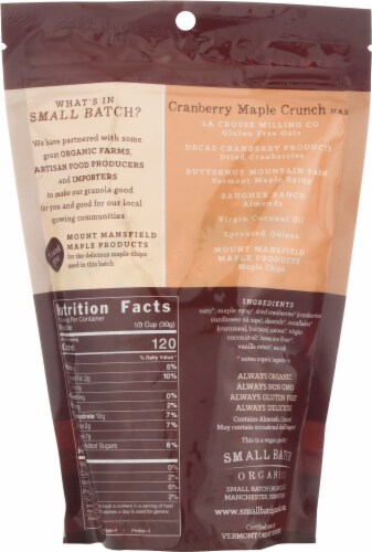 Small Batch Organics Gluten Free Cranberry Maple Crunch Granola Perspective: back