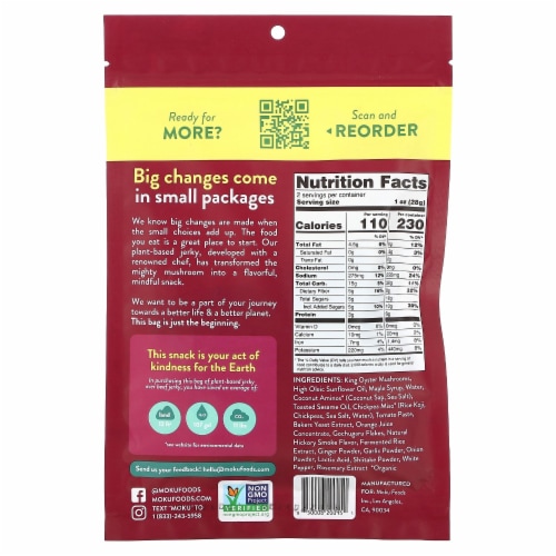 Moku Plant-Based Mushroom Jerky - Variety Pack Non-GMO Soy-Free Vegan - FREE Shipping Perspective: back