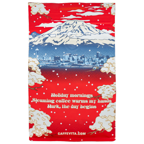 Caffe Vita Holiday Blend Medium Roast Whole Bean Coffee Perspective: back