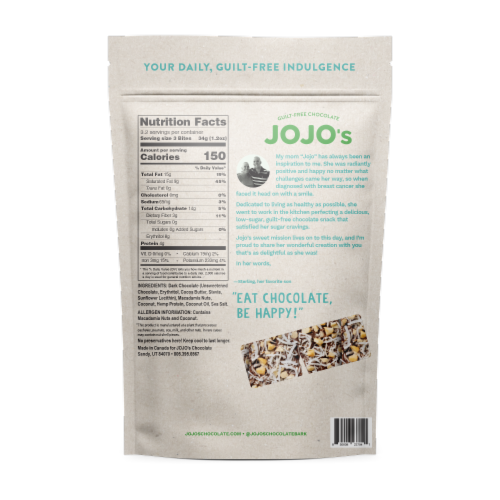 JOJO's Goes Hawaiian Guilt-Free Chocolate Bites Perspective: back