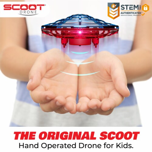 Scoot Combo Hand Operated Drone for Kids or Adults - Red/Blue Perspective: back