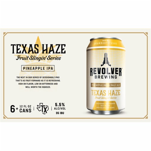 Revolver Brewing Texas Haze Pineapple IPA Perspective: back