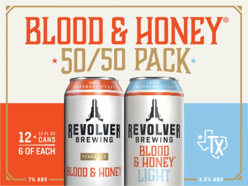 Revolver Brewing Blood & Honey Ale Cans Perspective: back