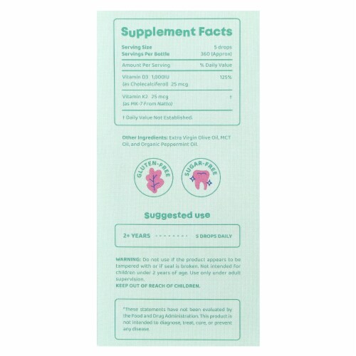 JoySpring D3 + K2 Drops - 2 fl oz (60 ml) Perspective: back