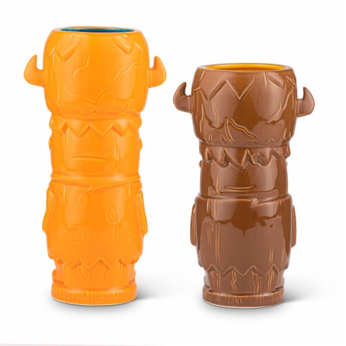 Geeki Tikis The Flintstones Mug Set | Fred & Barney Tiki Mugs | Holds 28 Ounces Perspective: back