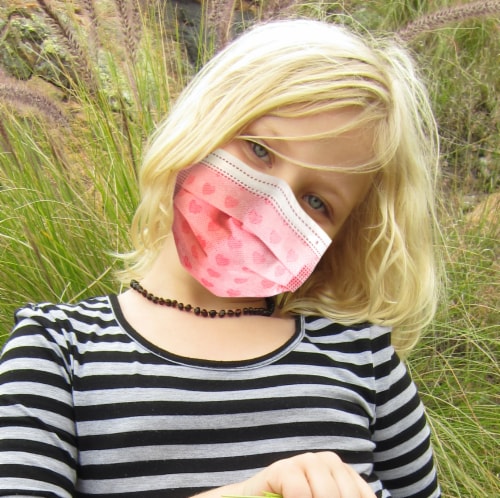 50 Pack EZ Breezy Kids Disposable Face Masks - Perfect Size for Children (Pink, 4-12 Years) Perspective: back