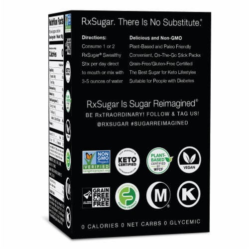 RxSugar® Swealthy Stix Flavored Allulose Packets Perspective: back