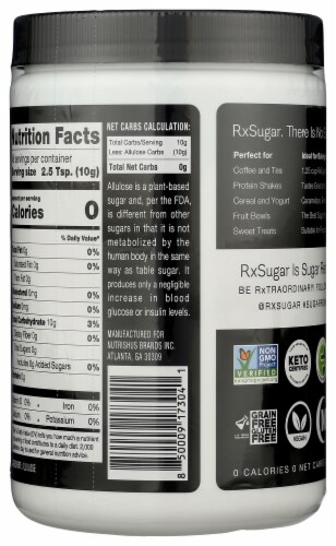 RxSugar® Nutritious Sugar Perspective: back