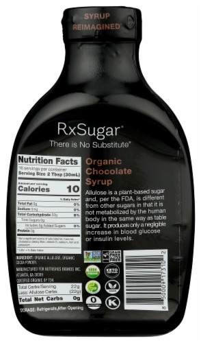 RxSugar® Organic Chocolate Syrup Perspective: back
