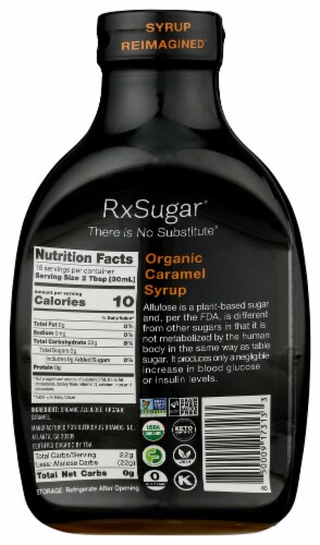 RxSugar® Organic Caramel Syrup Perspective: back