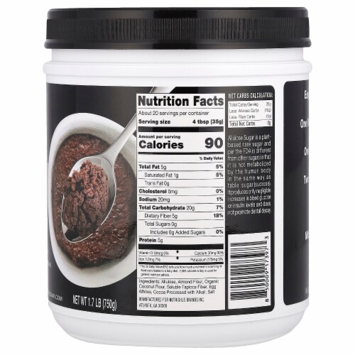 RxSugar Keto Brownie Mix - 1.7 lb (750 g) Perspective: back