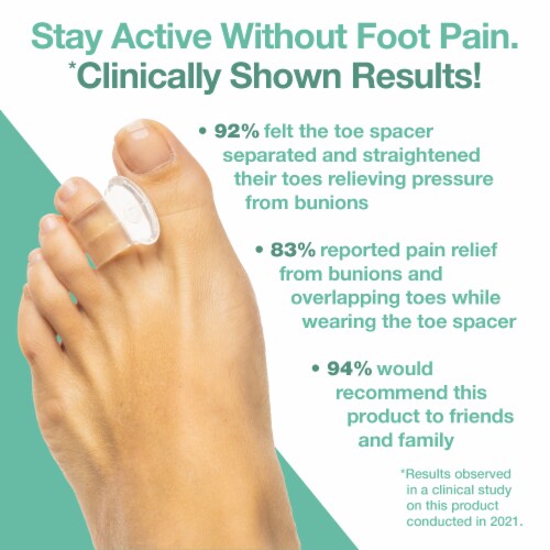 ZenToes Gel Toe Separators - Overlapping Toes, Bunion Corrector and Spacer - 4 Pack (Clear) Perspective: back