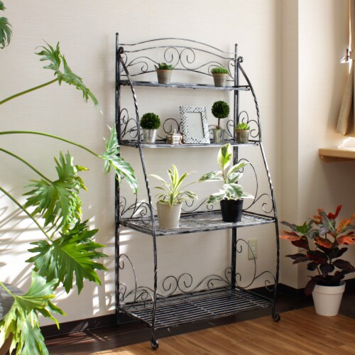 Folding Plant Stand 4 Shelf Perspective: back