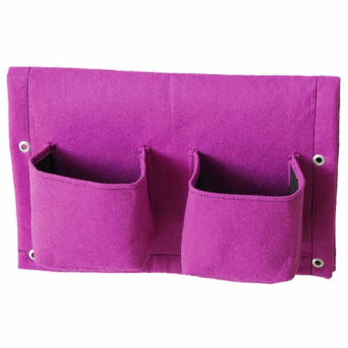 Balcony/Rail felt planter 4 Pocket Purple x3 Perspective: back