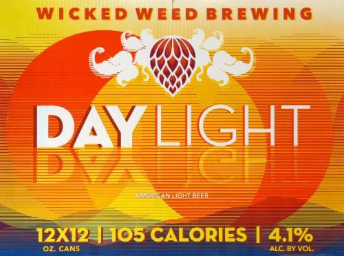 Wicked Weed Brewing Day Light American Light Beer Perspective: back