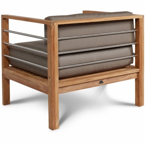 HiTeak Furniture SoHo Teak Wooden Patio Club Chair in Natural and Charcoal Perspective: back