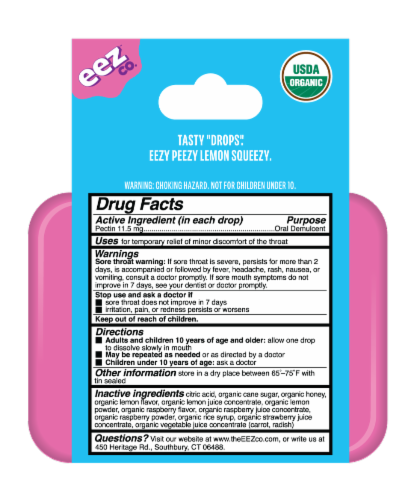 Sootheez™ Berry Lemonade Flavored Organic Throat Soothing Drops Perspective: back