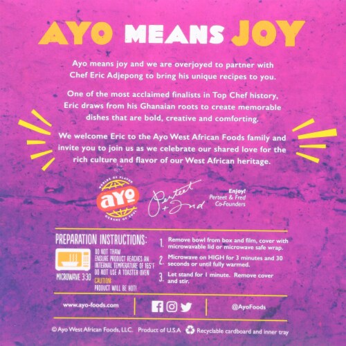 AYO Foods Chicken Yassa Frozen Meal Perspective: back