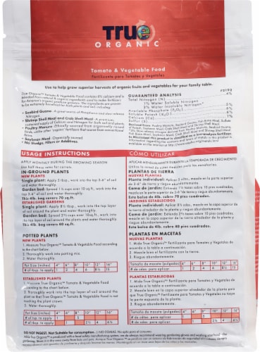 True Organic™ Tomato & Vegetable Food Perspective: back