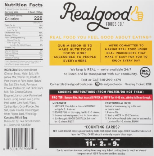 The Real Good Food® Lemon Frozen Chicken Bowl Frozen Meal Perspective: back