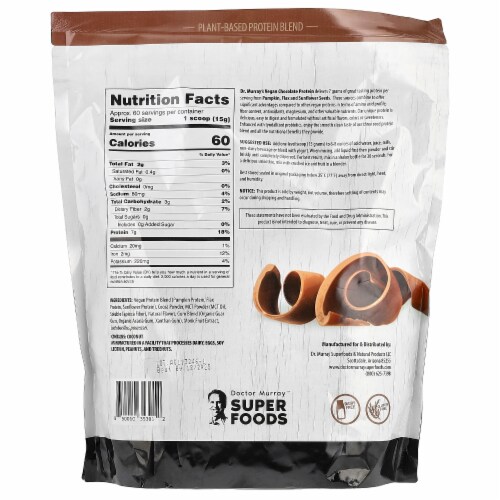 Dr. Murray's Super Foods 3 Seed Protein Powder Pumpkin + Flax + Sunflower Chocolate - Perspective: back