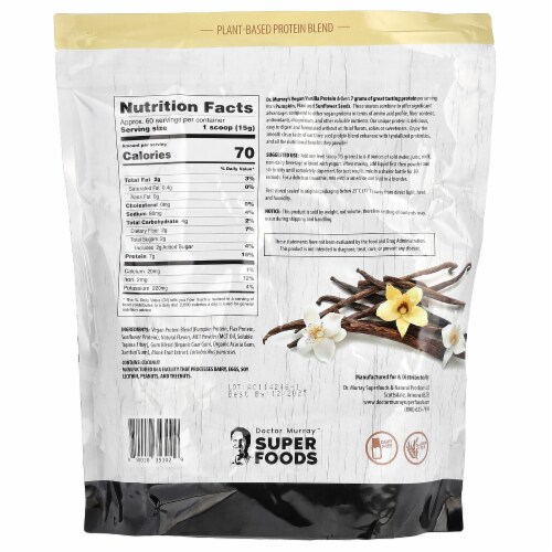 Dr. Murray's Super Foods 3 Seed Protein Powder Pumpkin + Flax + Sunflower Vanilla - Perspective: back