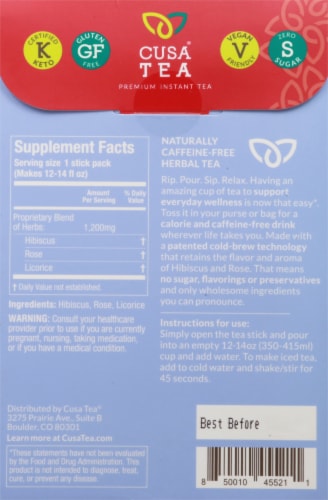 Cusa Tea Everyday Wellness Cold Brew Instant Herbal Tea Perspective: back