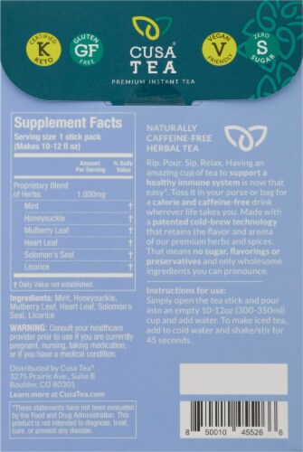 Cusa Tea® Immune Boost Cold-Brew Instant Herbal Tea Perspective: back