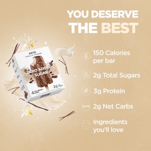 Keto Pint Zero Added Sugar Vanilla Crunch Ice Cream Bar Perspective: back