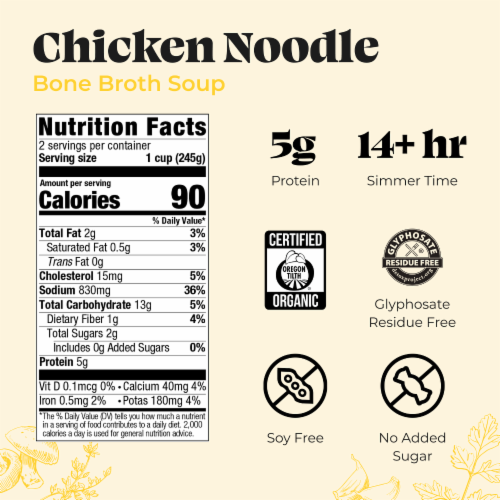 Kettle & Fire Chicken Noodle Bone Broth Soup Perspective: back