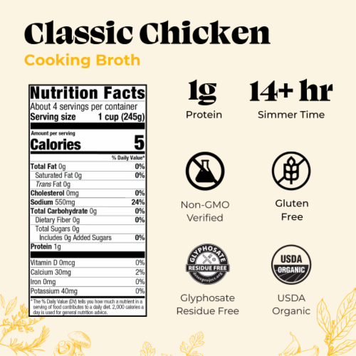Kettle & Fire Organic Chicken Cooking Broth Perspective: back