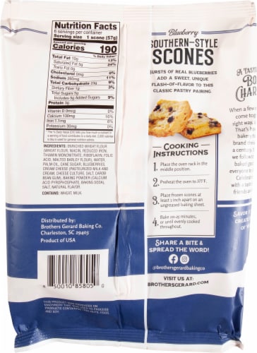 Brothers Gerard Baking Co.® Blueberry Southern-Style Scones Perspective: back