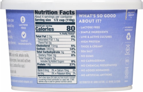 Good Culture Lactose Free Cottage Cheese Perspective: back