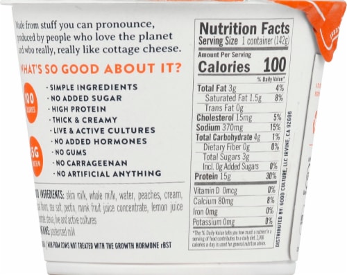 Good Culture® Simply Peach Cottage Cheese Perspective: back